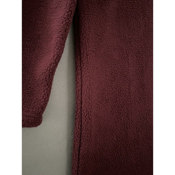 Denim‎ & Co Sherpa Jacket Womens Size XXS Dark Burgundy Long Length Warm Button - Picture 9 of 14